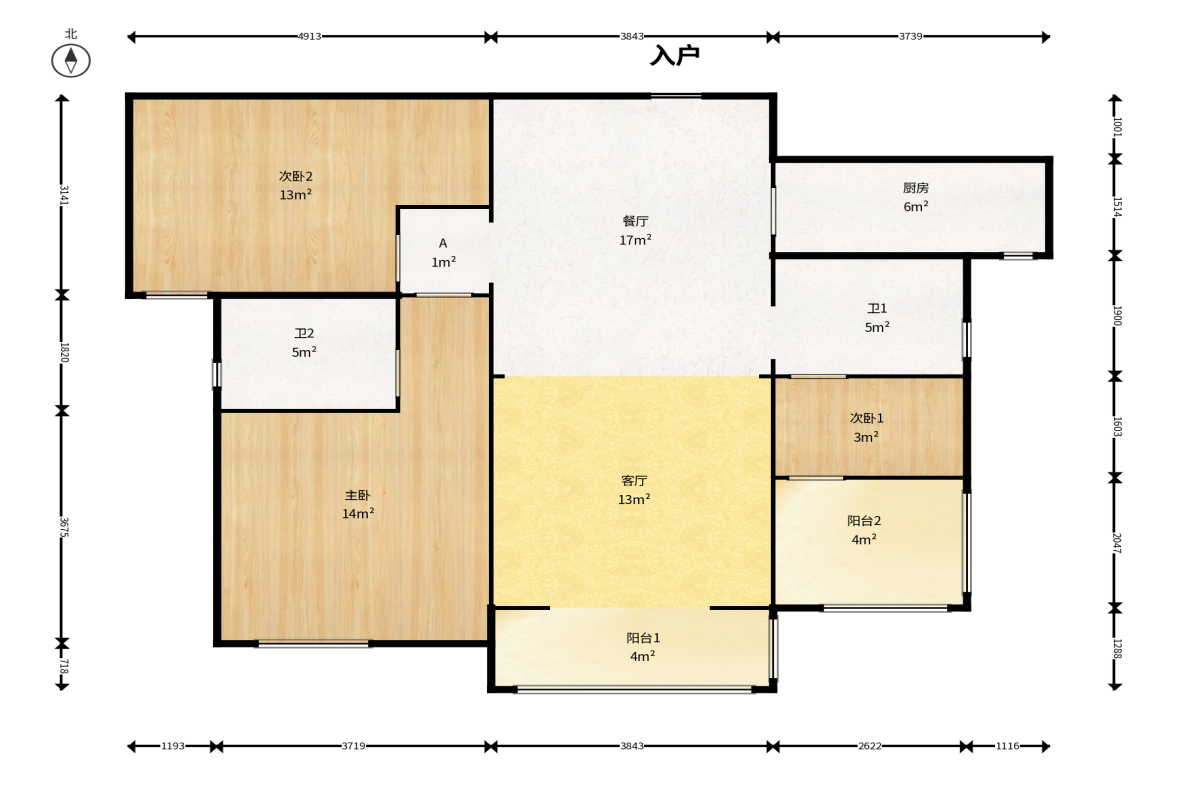 中建悦和城  3室2厅2卫   112.00万户型图