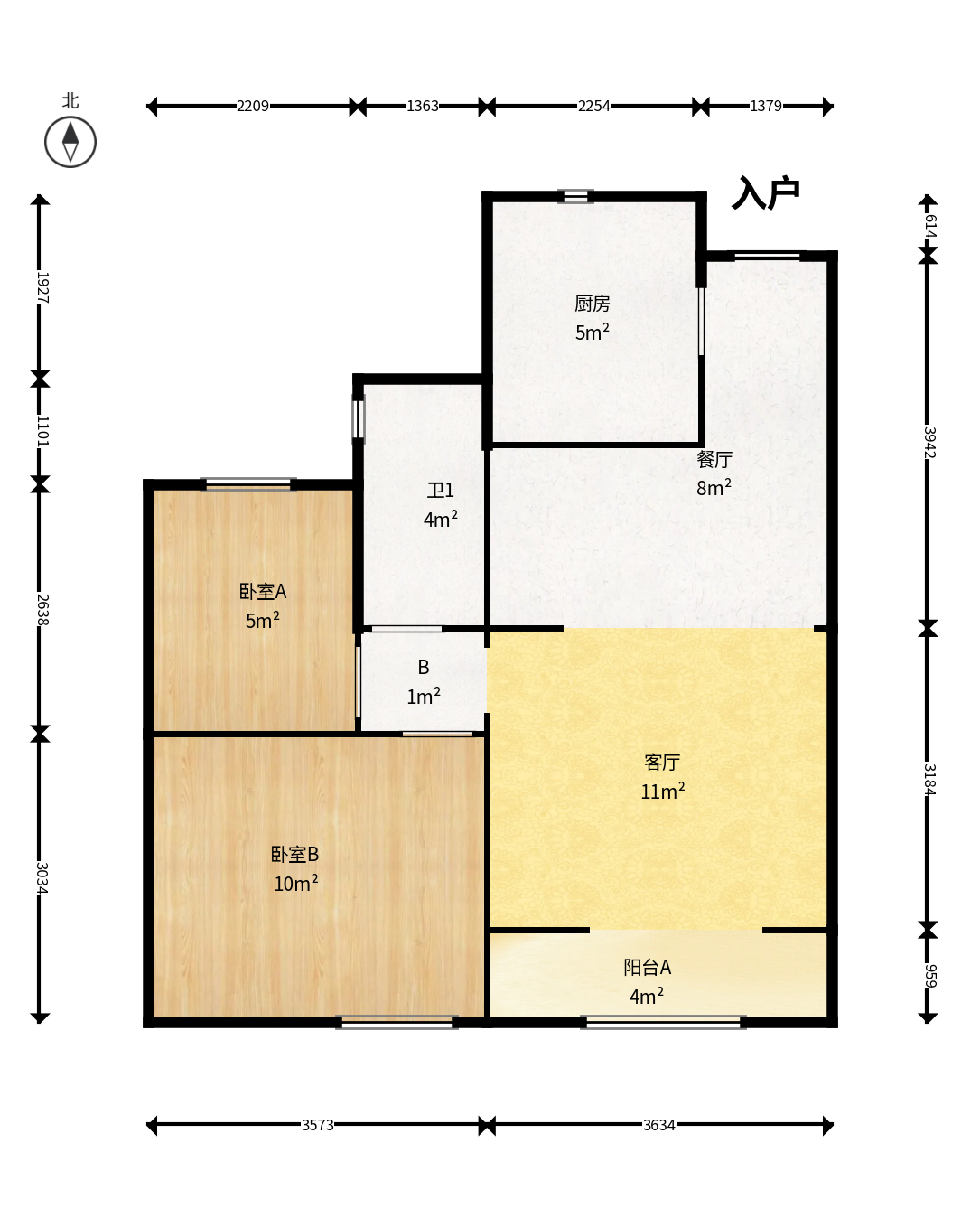恒大国际广场  2室1厅1卫    63.0万户型图