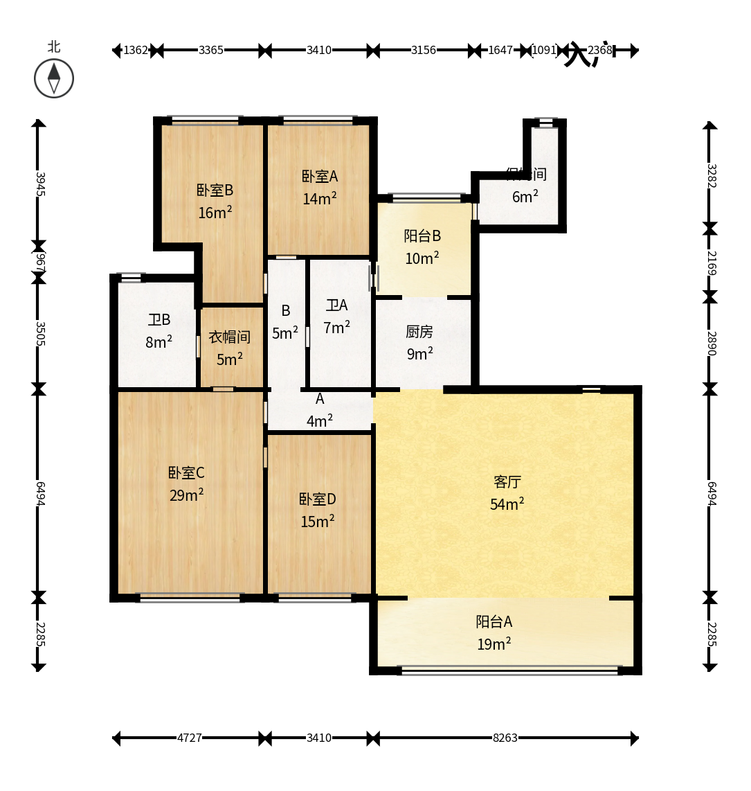 恒大雅苑  4室2厅1卫    188.0万户型图