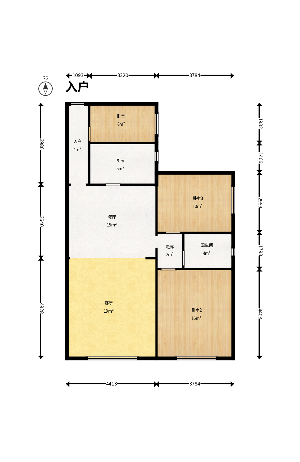 中国铁建国际城二期  3室2厅1卫    61.8万户型图