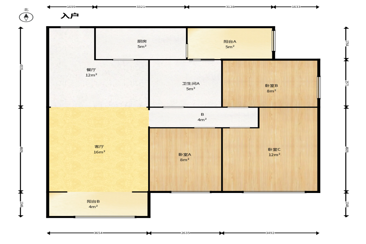 碧桂园公园壹号（凯怡茗苑）  3室2厅1卫    58.0万户型图
