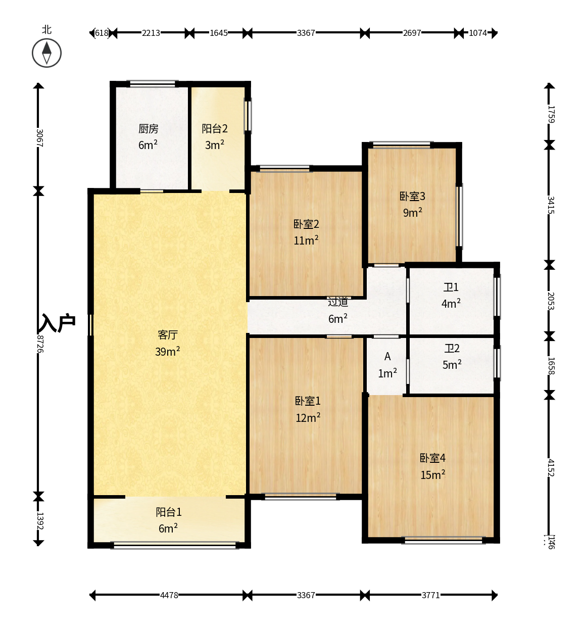 裕和府（乐万邦康桥悦城）  3室2厅2卫    120.0万户型图