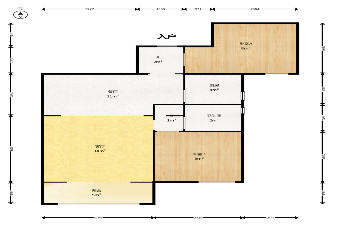 福天藏郡院子  2室2厅1卫    60.0万户型图