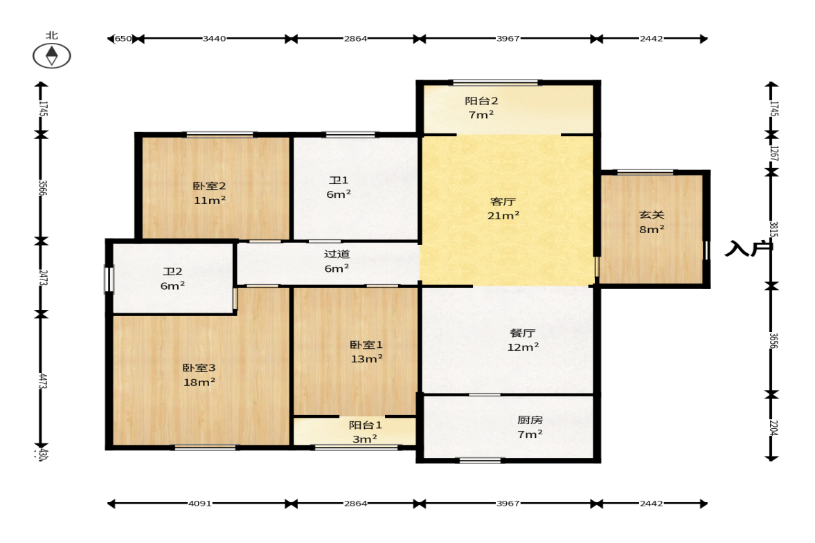 长燃新奥佳园  4室2厅2卫    88.8万户型图