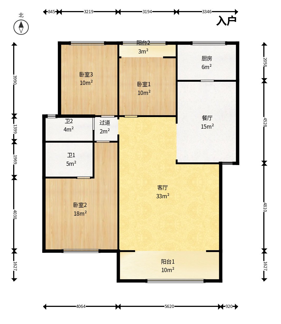 新桥小区  3室2厅2卫    72.8万户型图