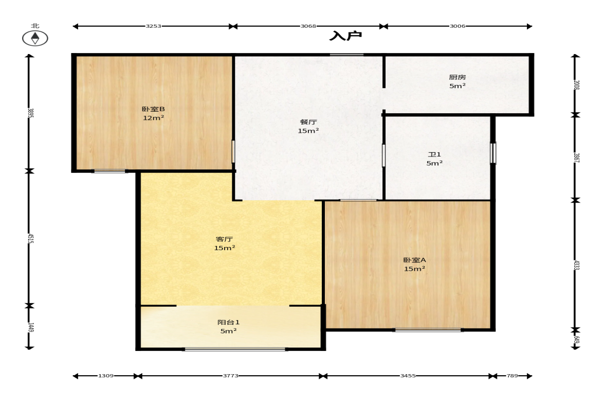 中建麓山和苑  2室2厅1卫    49.0万户型图