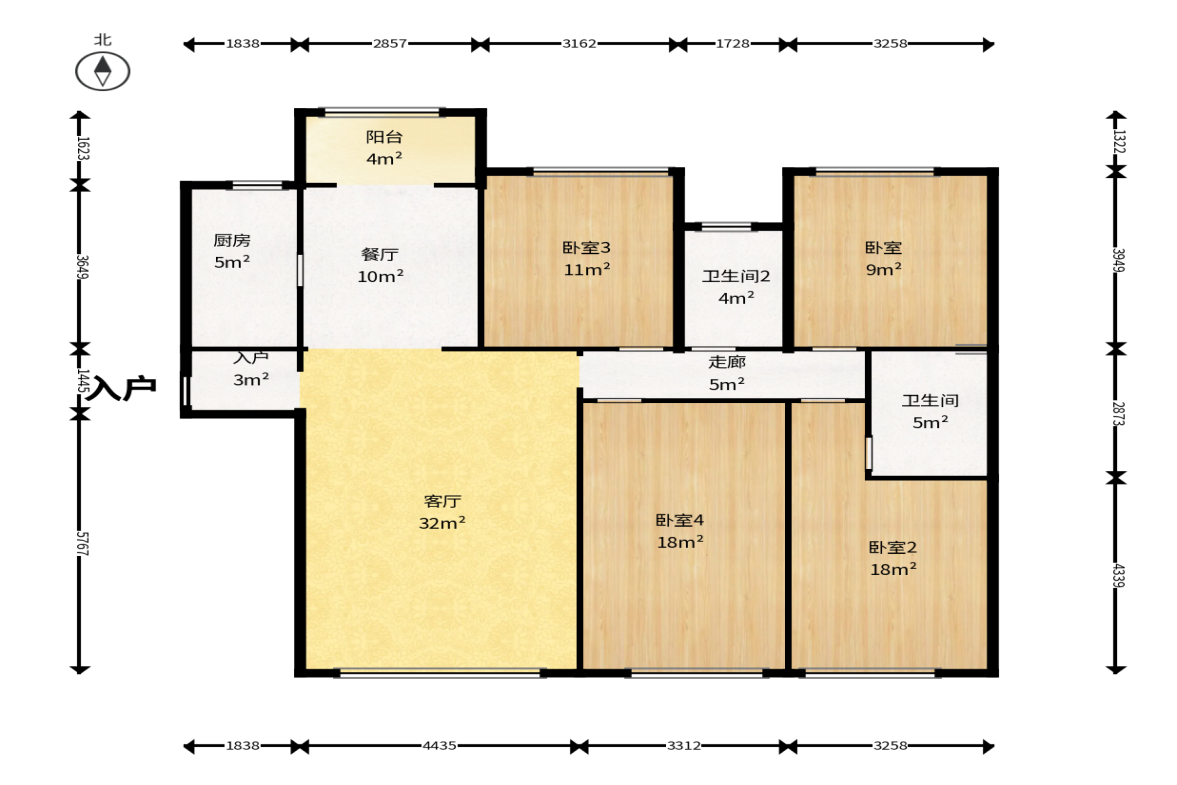 金茂建发观悦  4室2厅2卫   262.00万户型图