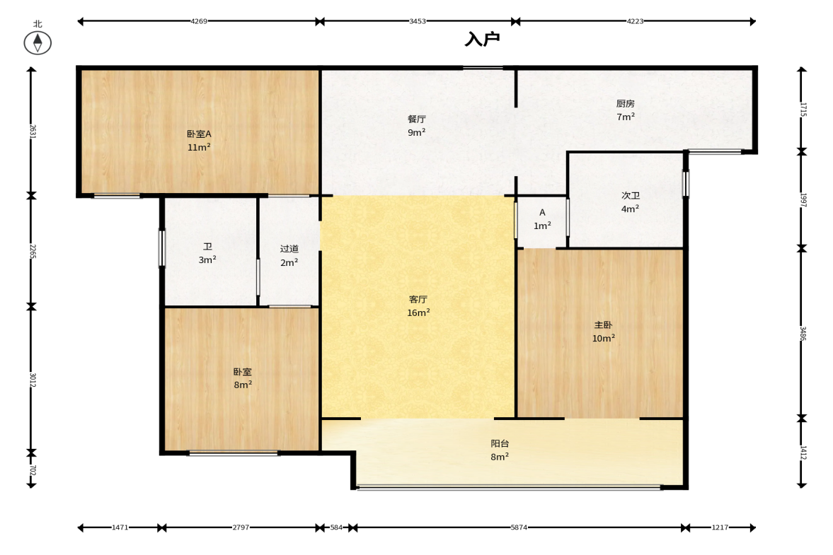 爱情公望府  3室2厅2卫    82.8万户型图
