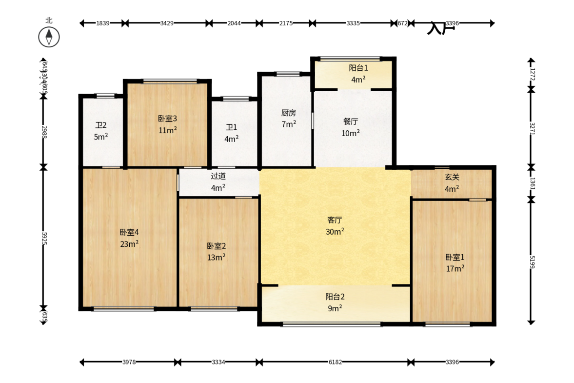 新城观山印  4室2厅2卫    186.0万户型图