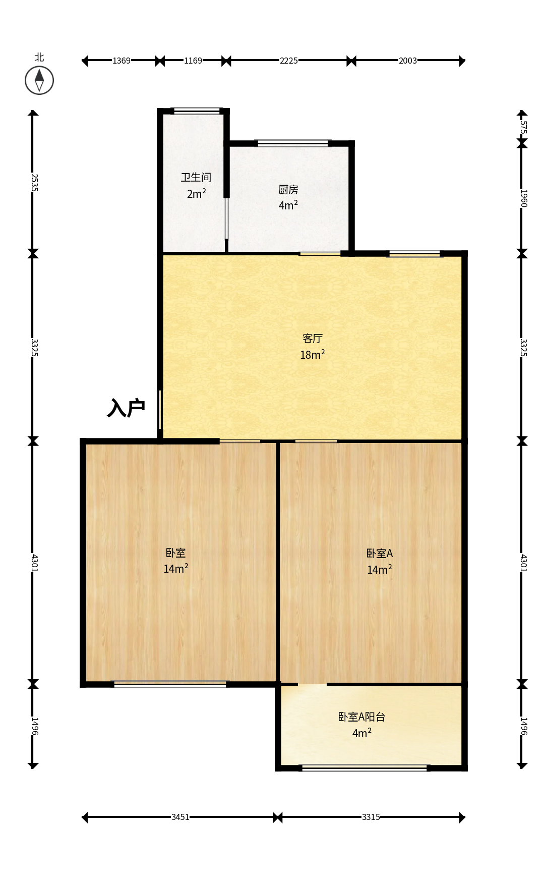 茶山村小区  2室1厅1卫    84.0万户型图