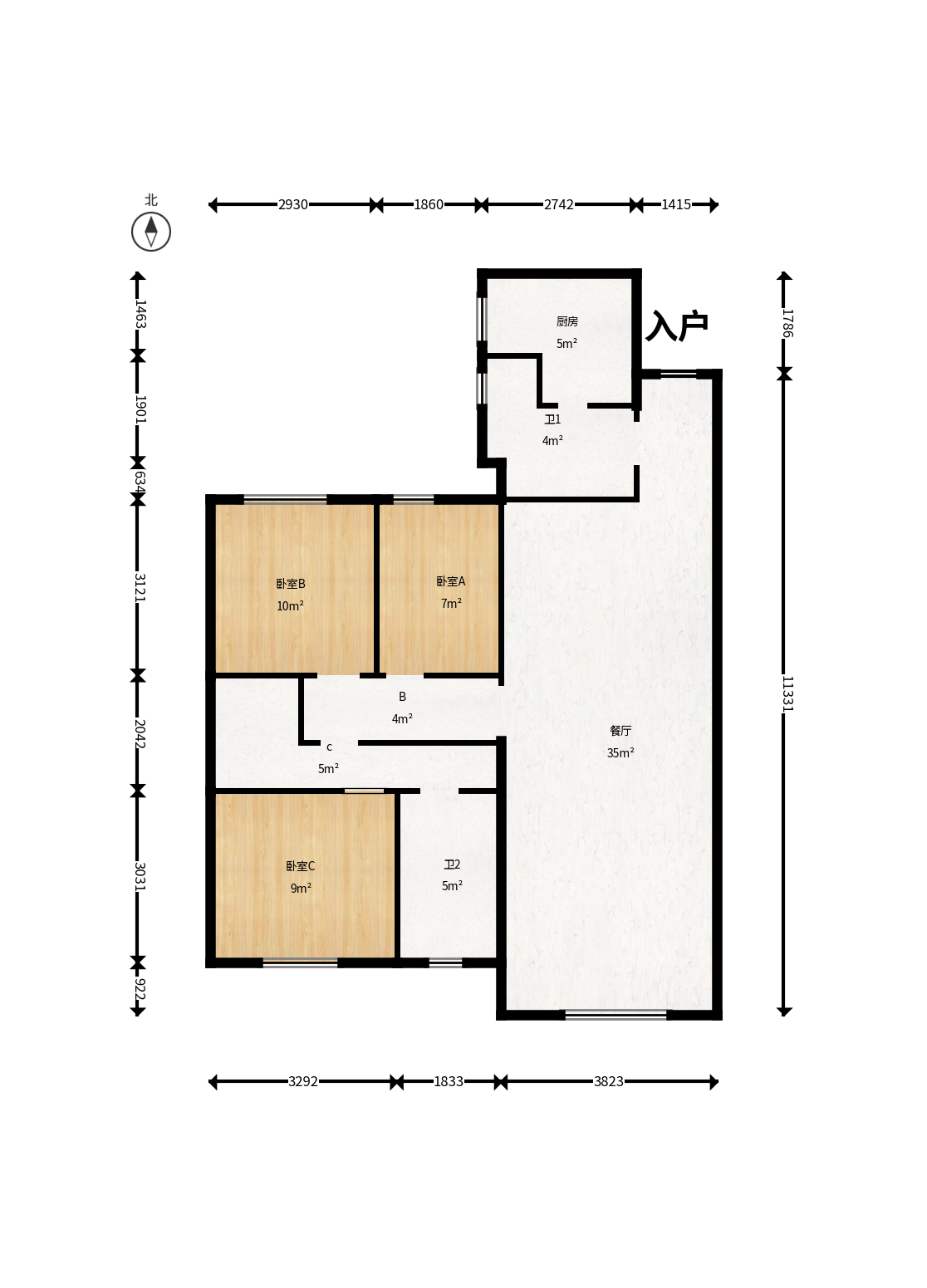 旭辉香樟公馆  3室2厅1卫    83.0万户型图