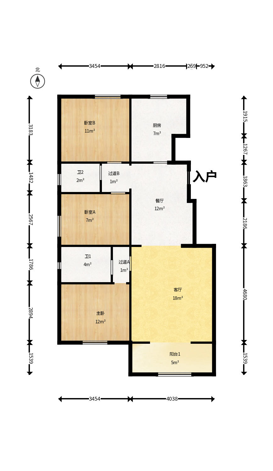 绿地海外滩二期  3室2厅1卫    62.0万户型图