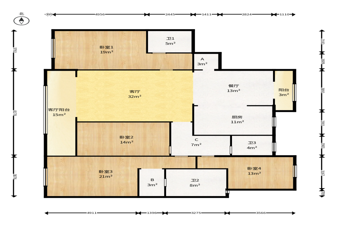 长沙润府B区  1室0厅0卫    315.0万户型图