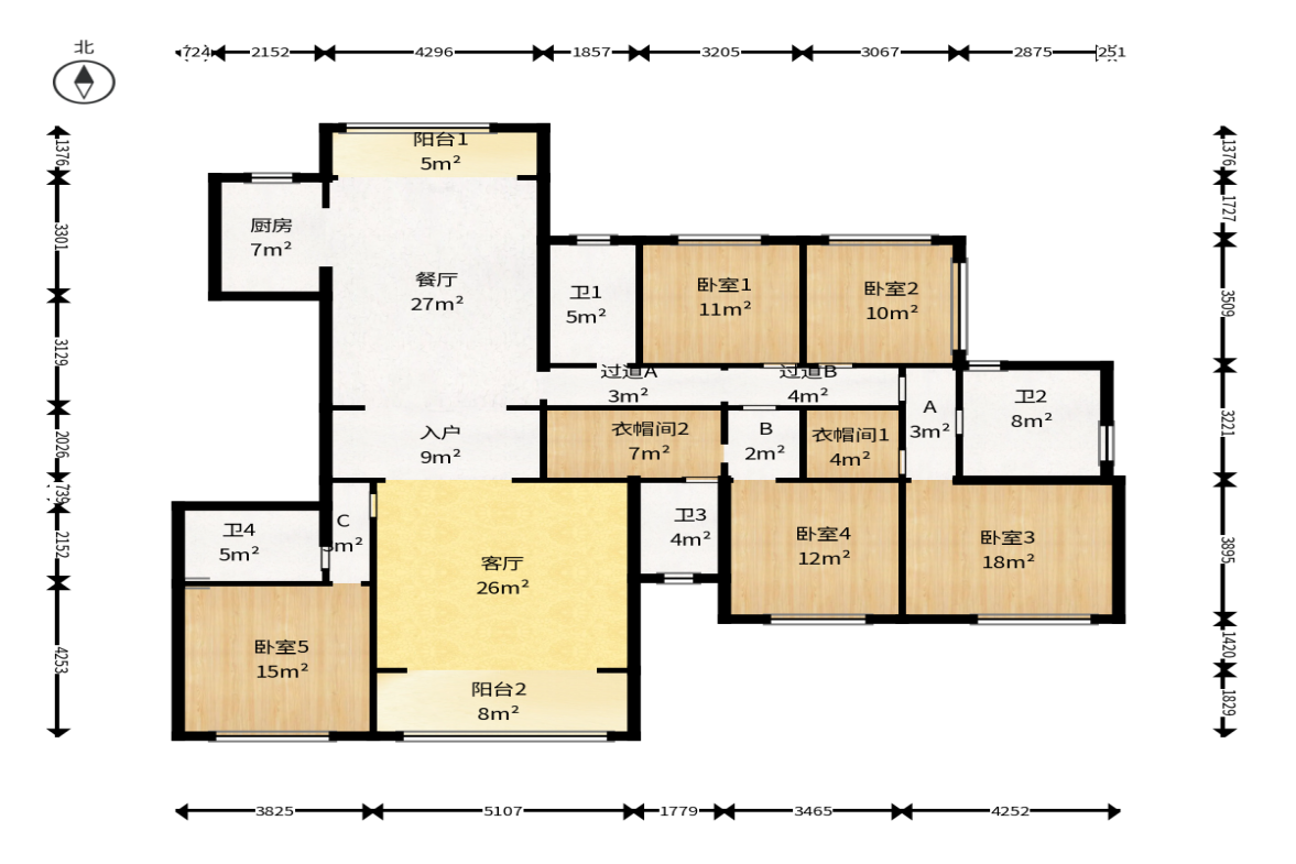 宝能公馆（美联天骄城五期）  4室2厅3卫    295.0万户型图