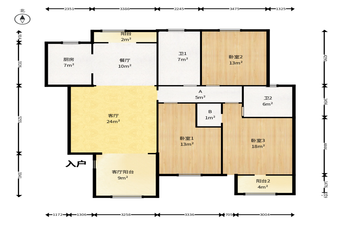 奥林匹克花园  3室2厅1卫    115.0万户型图