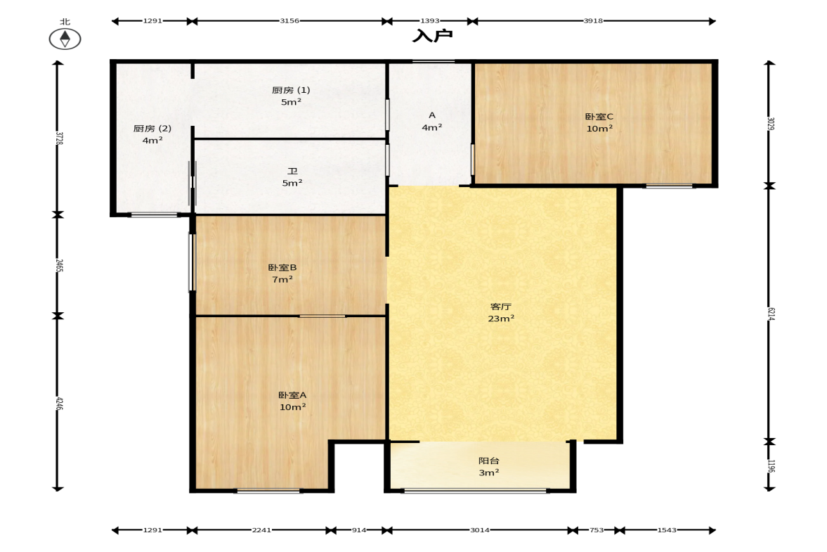 中海梅溪湖壹号  3室2厅1卫    108.0万户型图