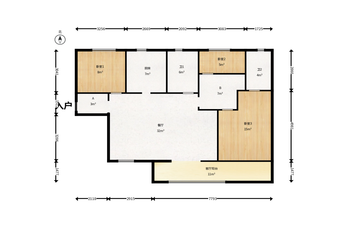 中建钰和城  3室2厅1卫   136.80万户型图