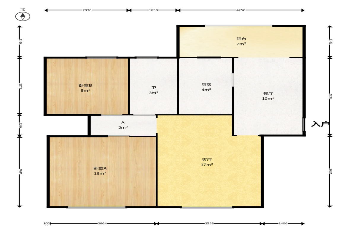 麓谷明珠  2室2厅1卫    72.0万户型图