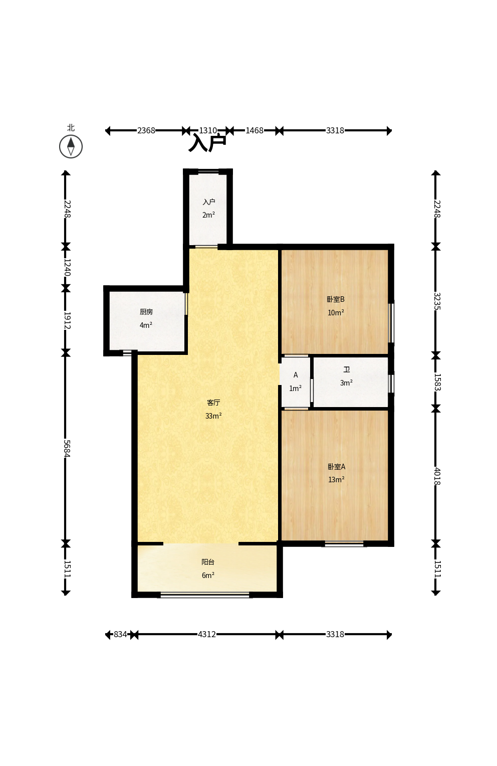 麓谷E家人  1室0厅0卫    68.0万户型图