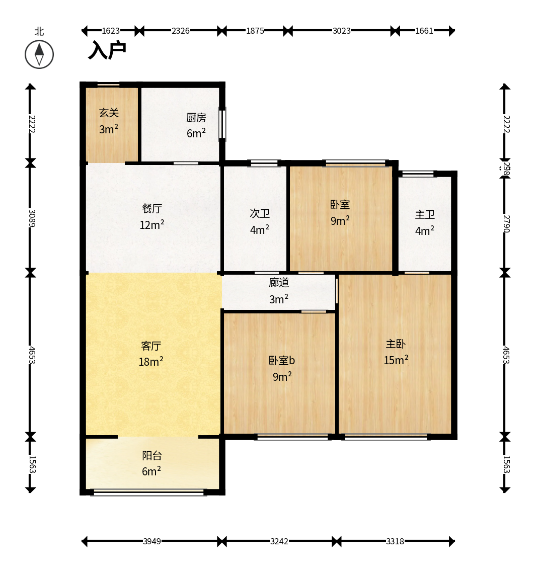 时代梅溪领峰  3室2厅2卫    127.0万户型图