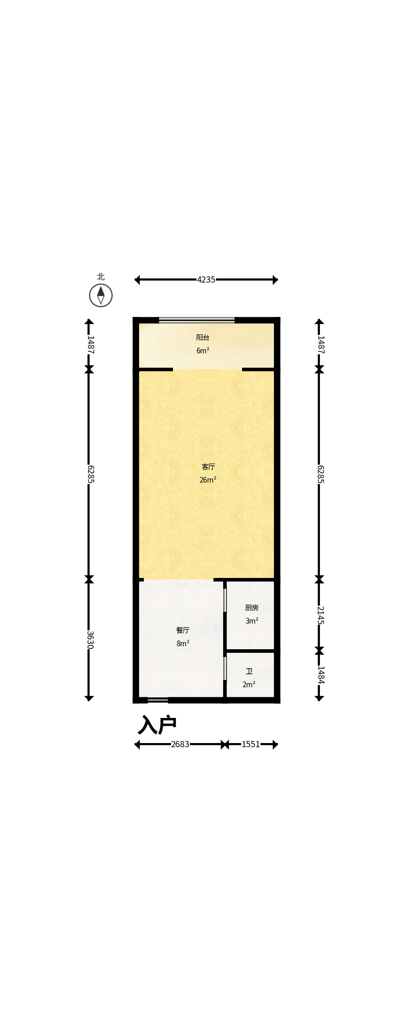 日出东方  1室1厅1卫    42.0万户型图