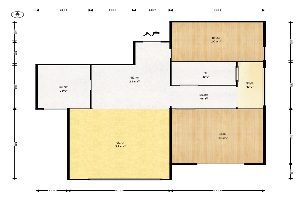 楚天世纪城东苑  2室2厅1卫    43.8万户型图