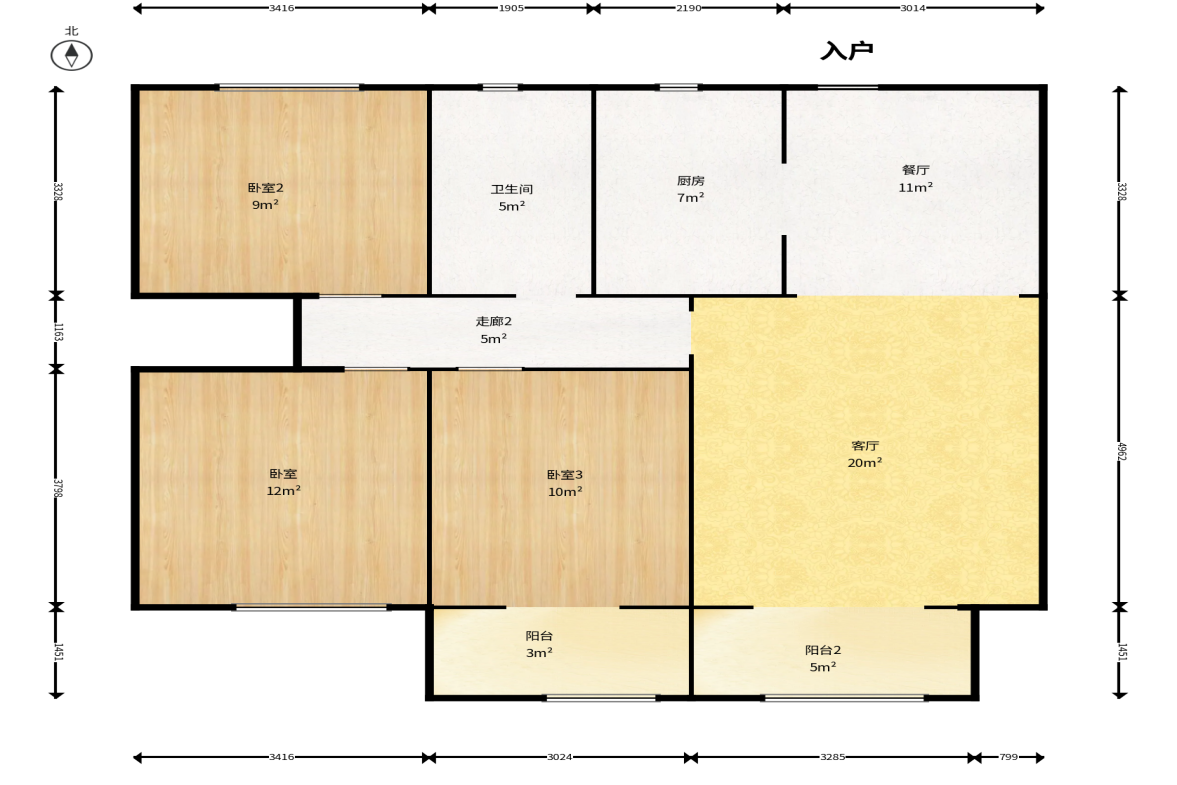 日盛湖湘花苑  3室2厅1卫    84.0万户型图