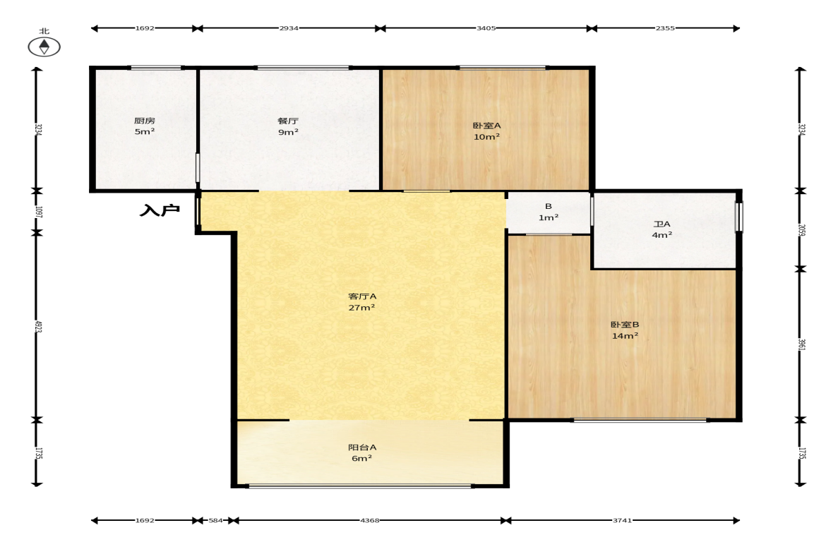 德庆水韵山城  2室2厅1卫    68.0万户型图