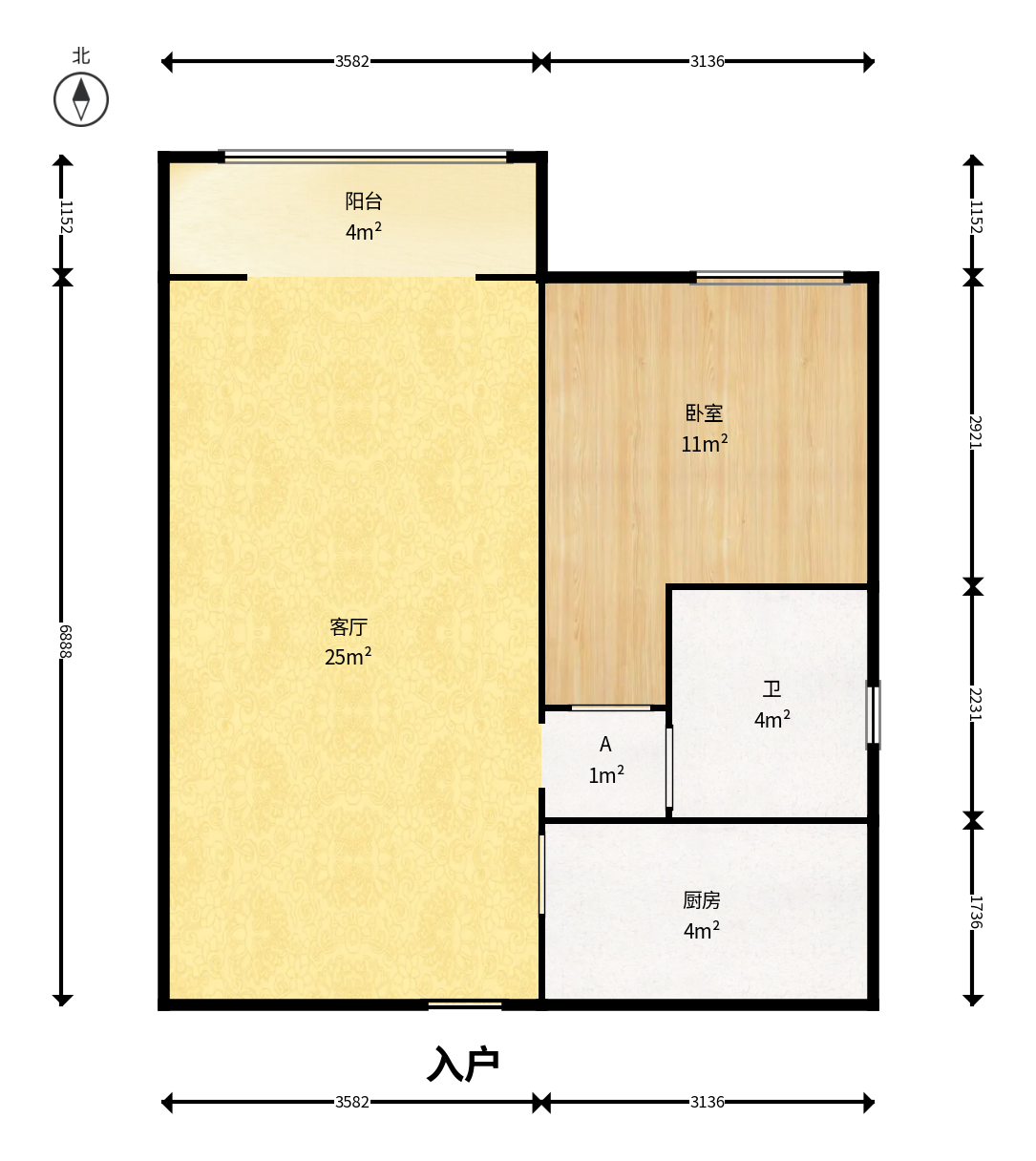 恒基凯旋门一二期 1室1厅1卫 46.8万 恒基凯旋门一二期 1室1厅1卫 46.8万户型图