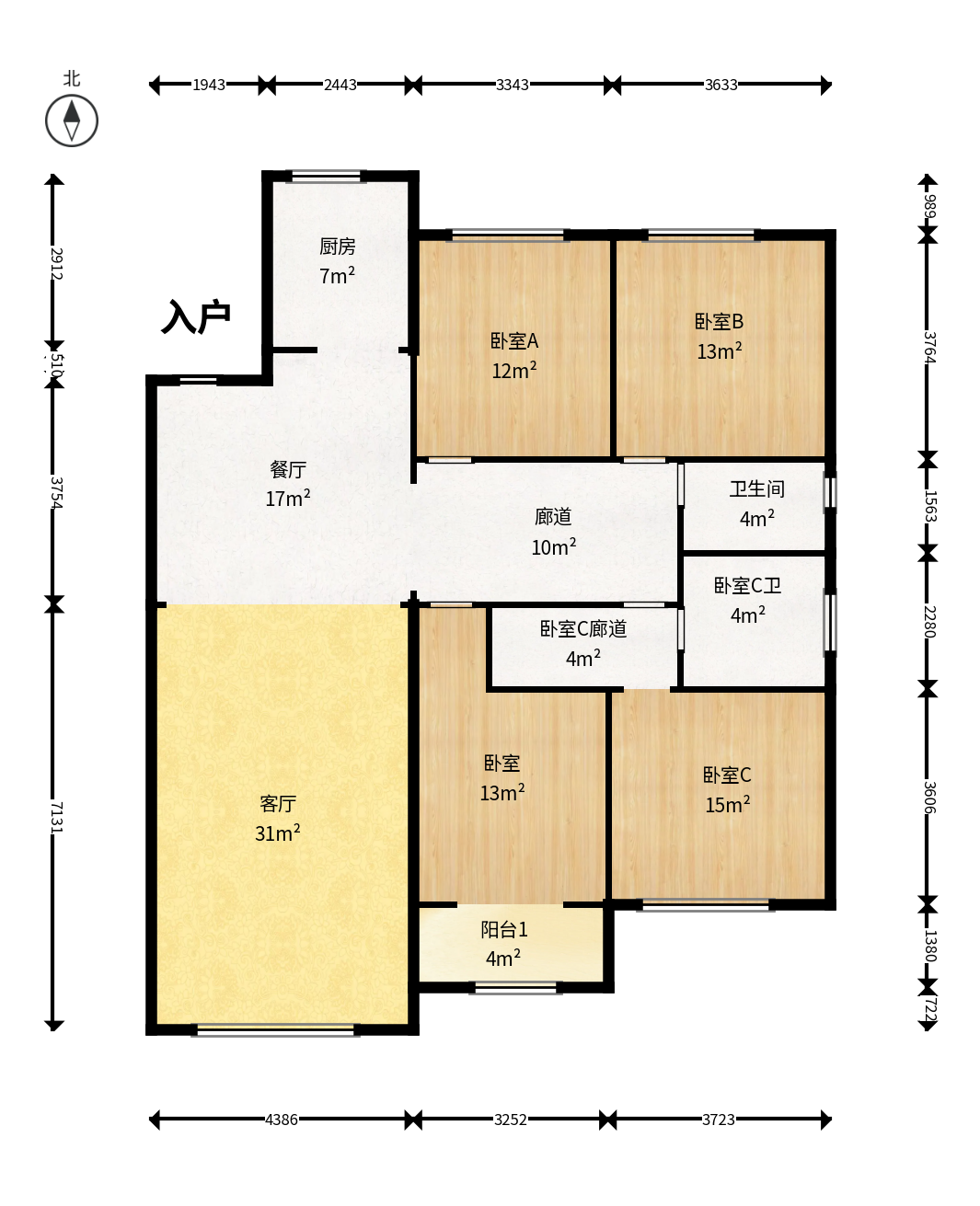 中建钰山湖  4室2厅2卫   210.00万户型图