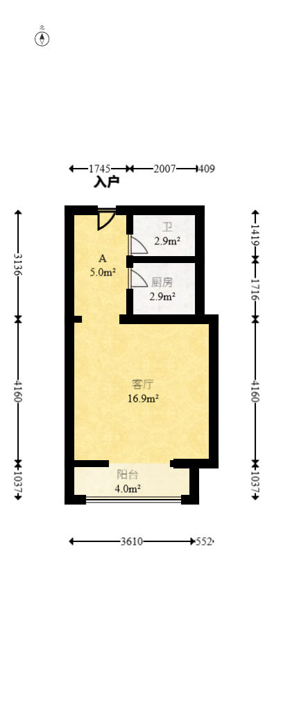 远大麓园  1室0厅1卫    24.0万户型图