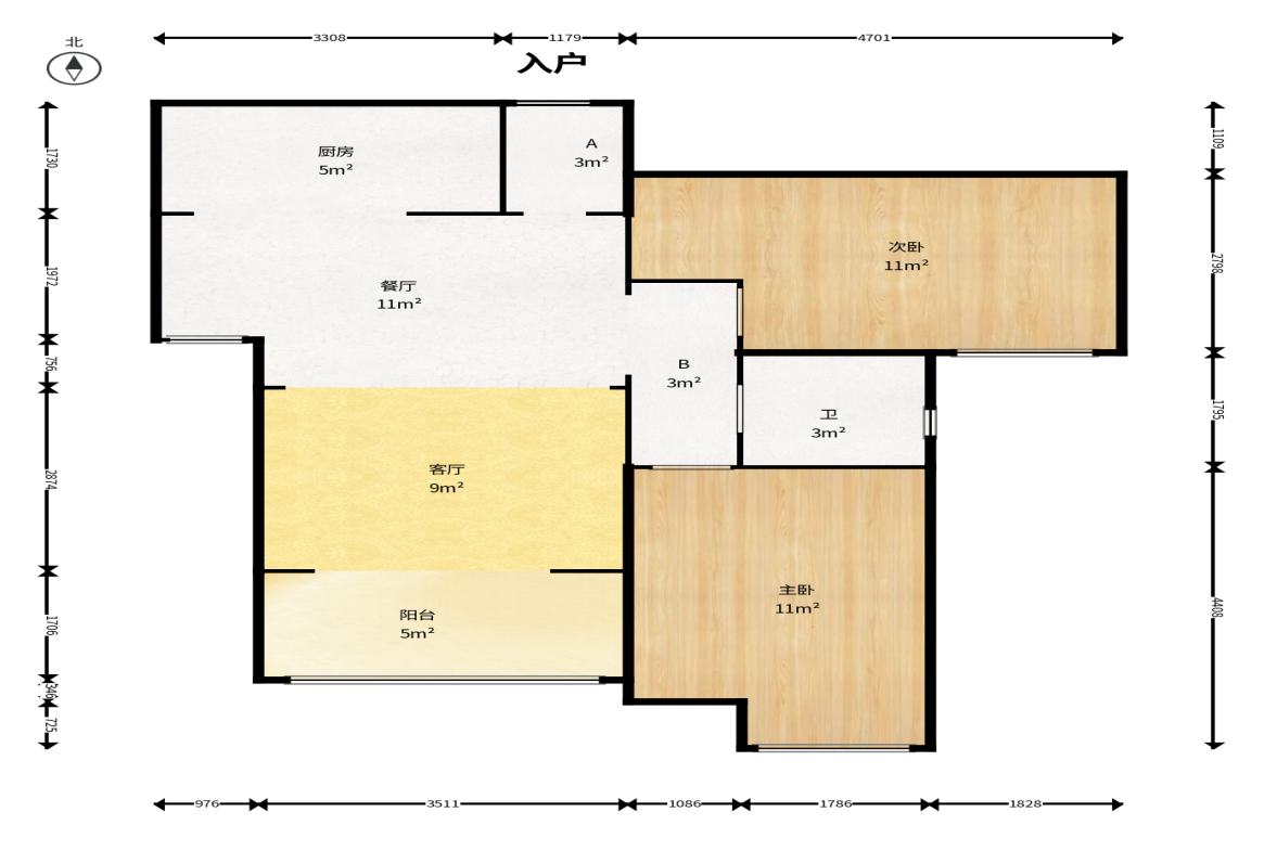 海伦春天  2室1厅1卫    49.8万户型图