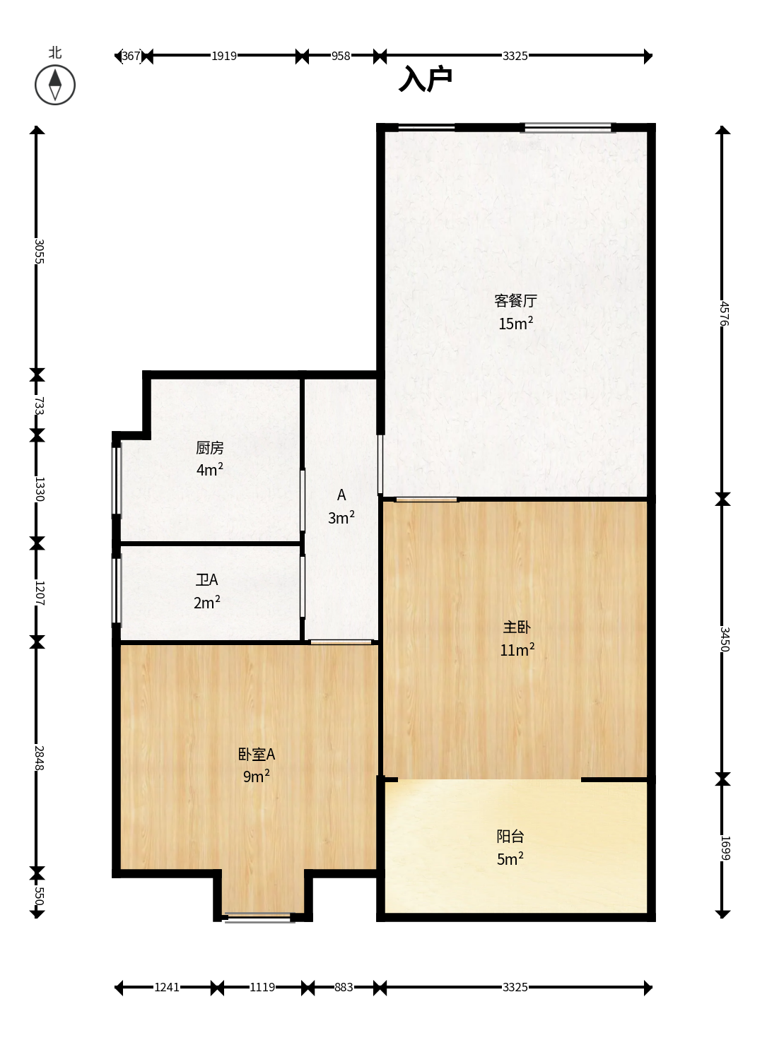 望月湖小区六片（湖中社区六片小区）  2室1厅1卫    36.8万户型图