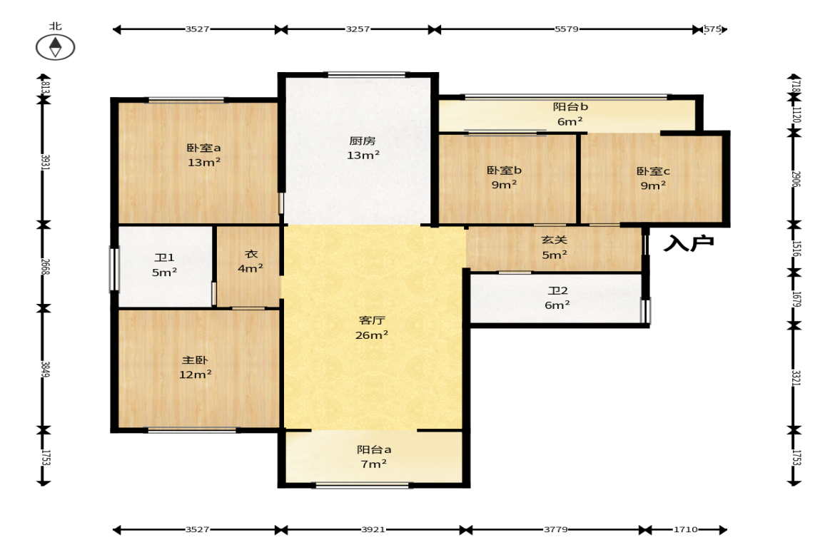 澳海望洲府  4室2厅2卫    82.0万户型图
