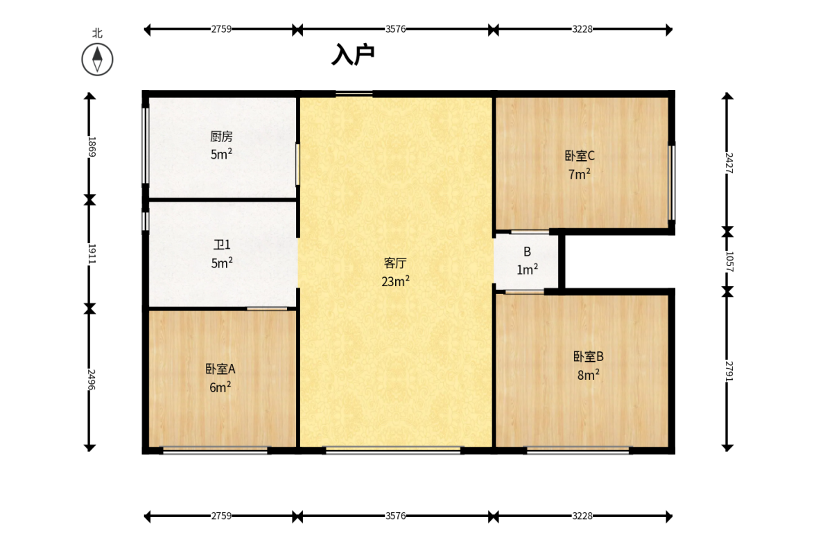 叠彩兰亭  3室2厅1卫    65.0万户型图