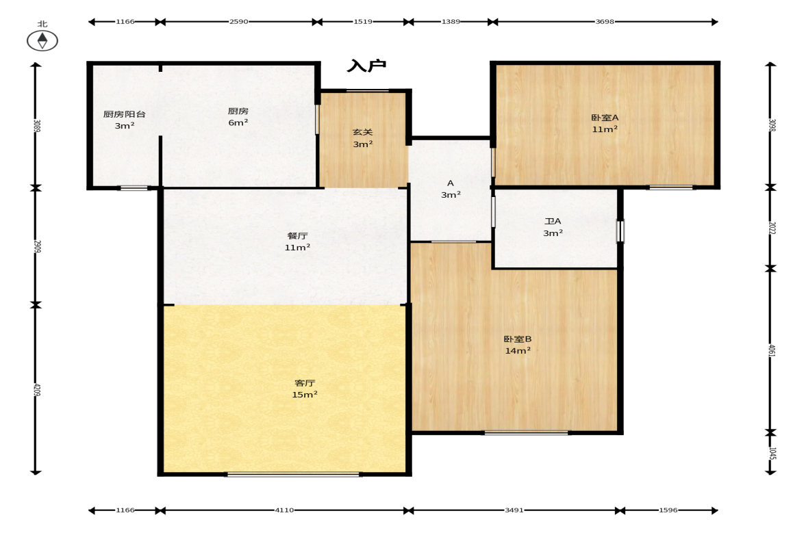 中铁西江悦一期  2室2厅1卫    82.0万户型图