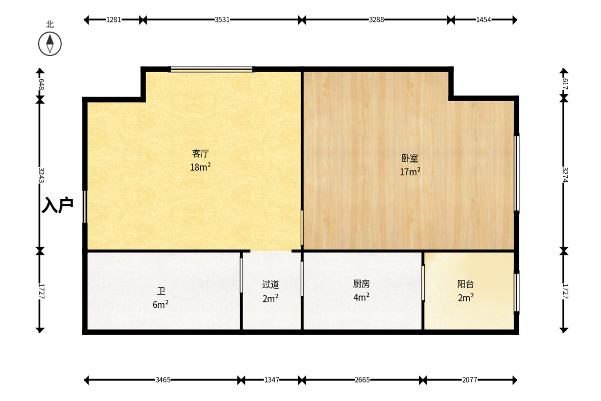 北辰三角洲E3区  1室1厅1卫    72.0万户型图