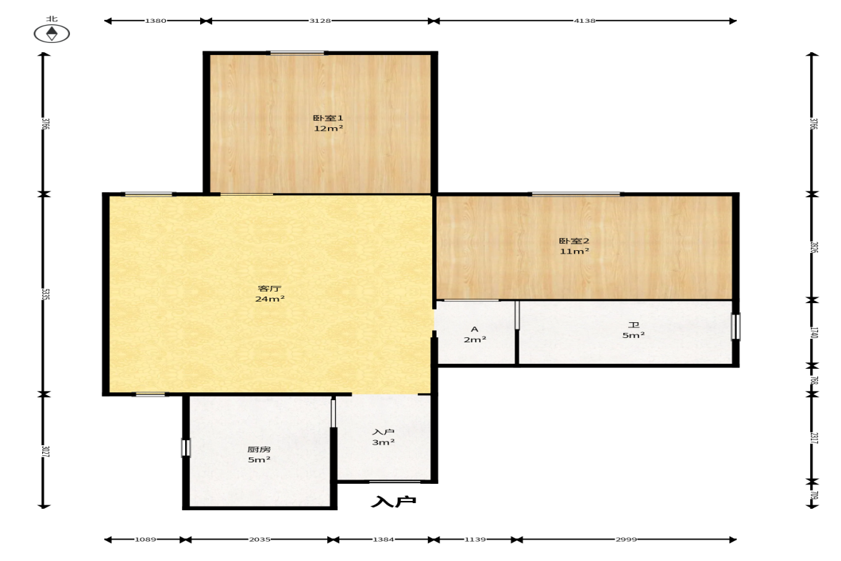 白沙花园  2室2厅1卫    56.0万户型图