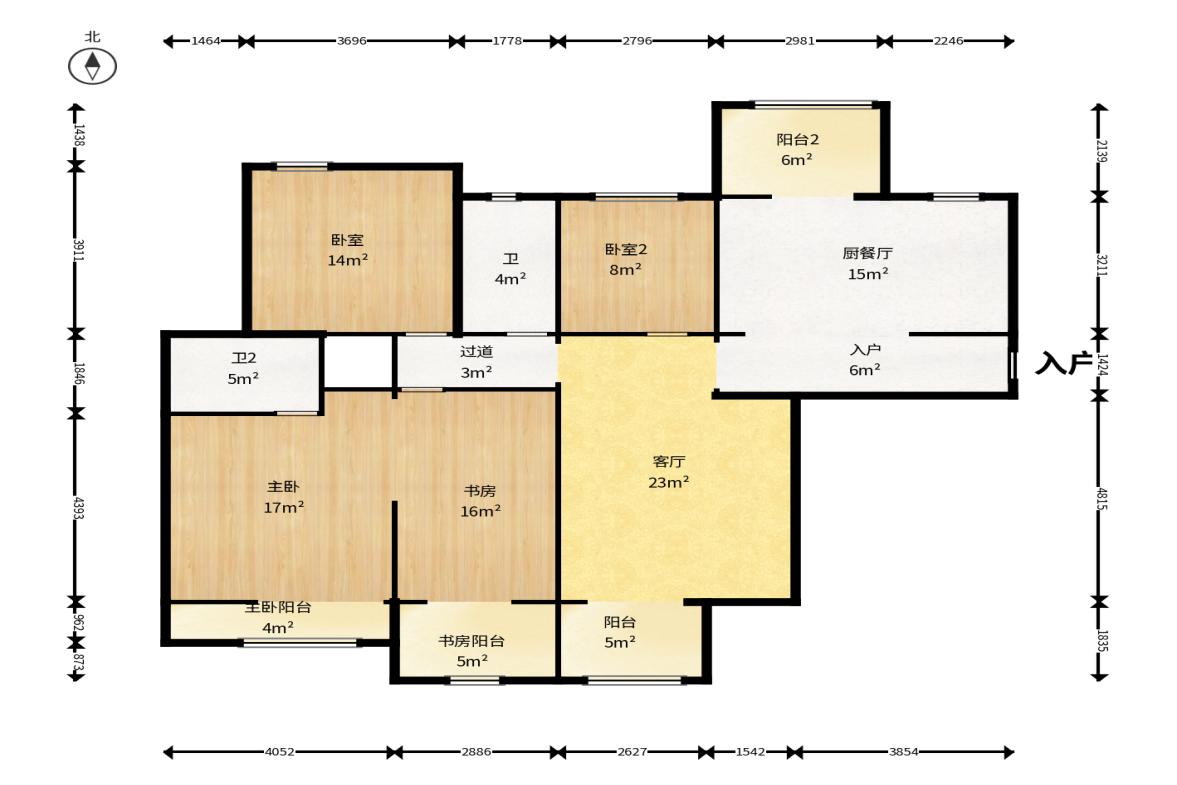 长房时代城  1室2厅2卫    171.6万户型图