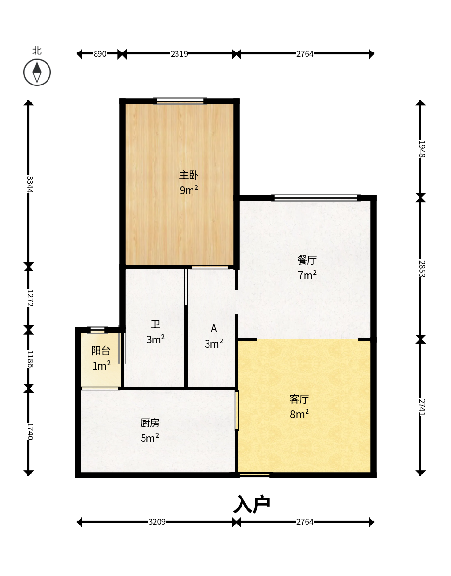 中天广场  1室1厅1卫    46.0万户型图