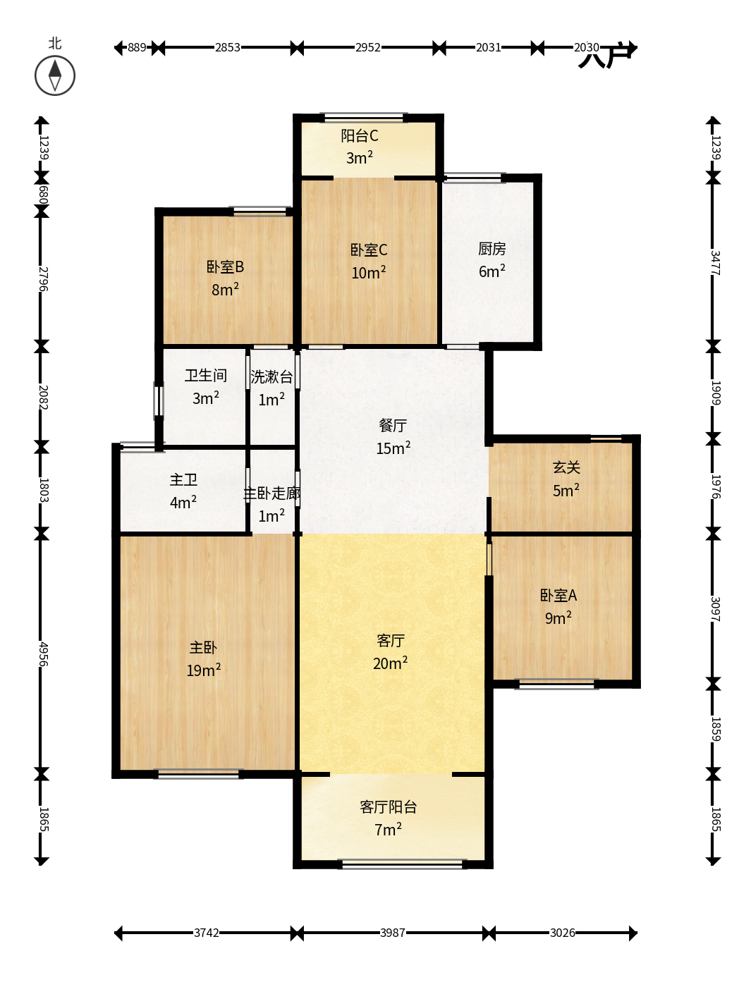 北辰中央公园DF区  4室2厅2卫    158.0万户型图
