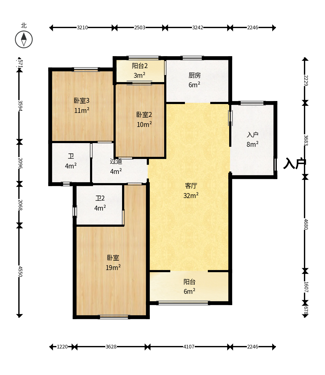 卓越蔚蓝海岸二期 3室2厅2卫 130.0万 卓越蔚蓝海岸二期 3室2厅2卫 130.0万户型图