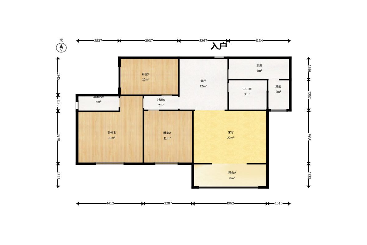 菁华源  3室2厅2卫    79.8万户型图