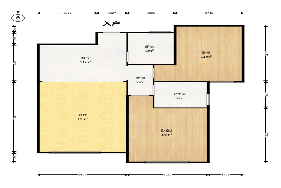 东驿竹园  2室2厅1卫    50.0万户型图