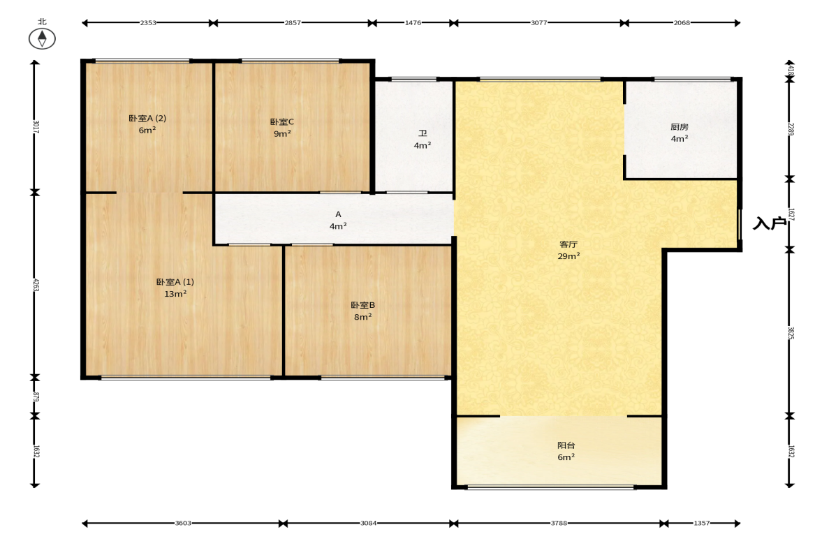 振业城二期 3室2厅2卫 152.0万 振业城二期 3室2厅2卫 152.0万户型图
