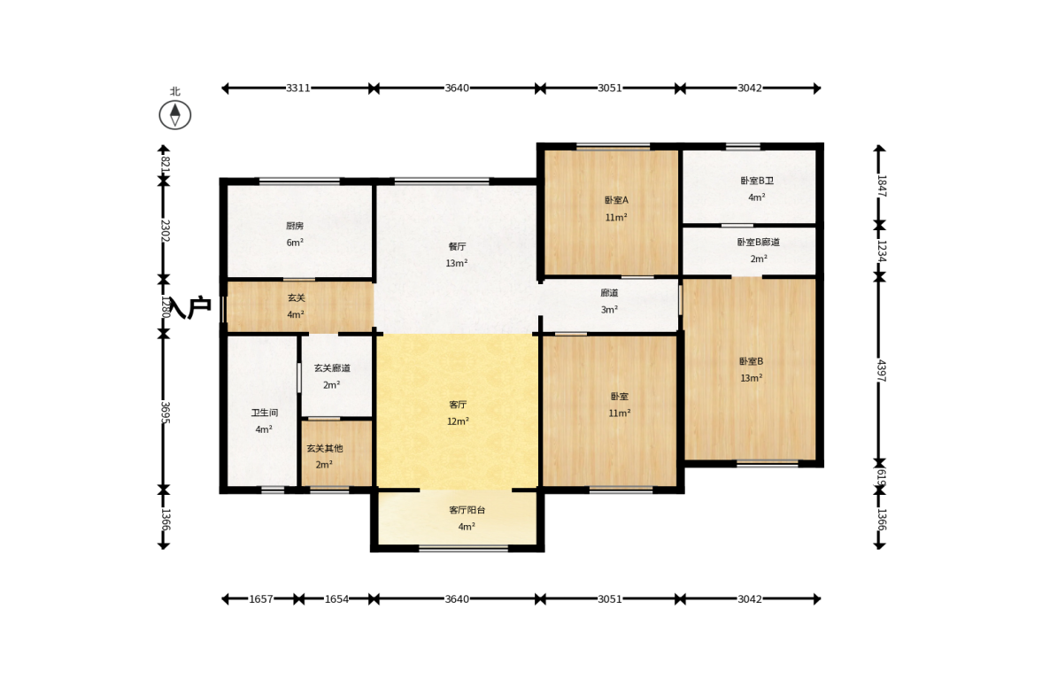 万科白鹭郡  3室2厅2卫    125.0万户型图