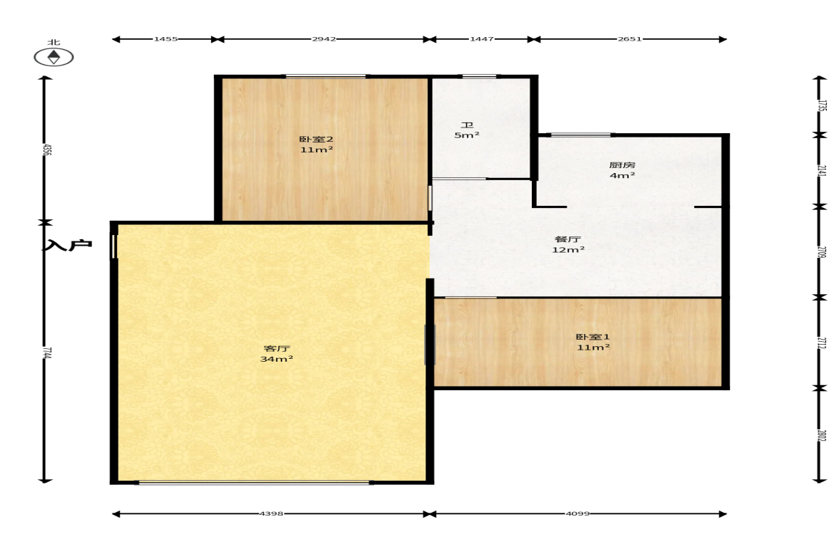 湘银公寓  2室1厅1卫    30.0万户型图