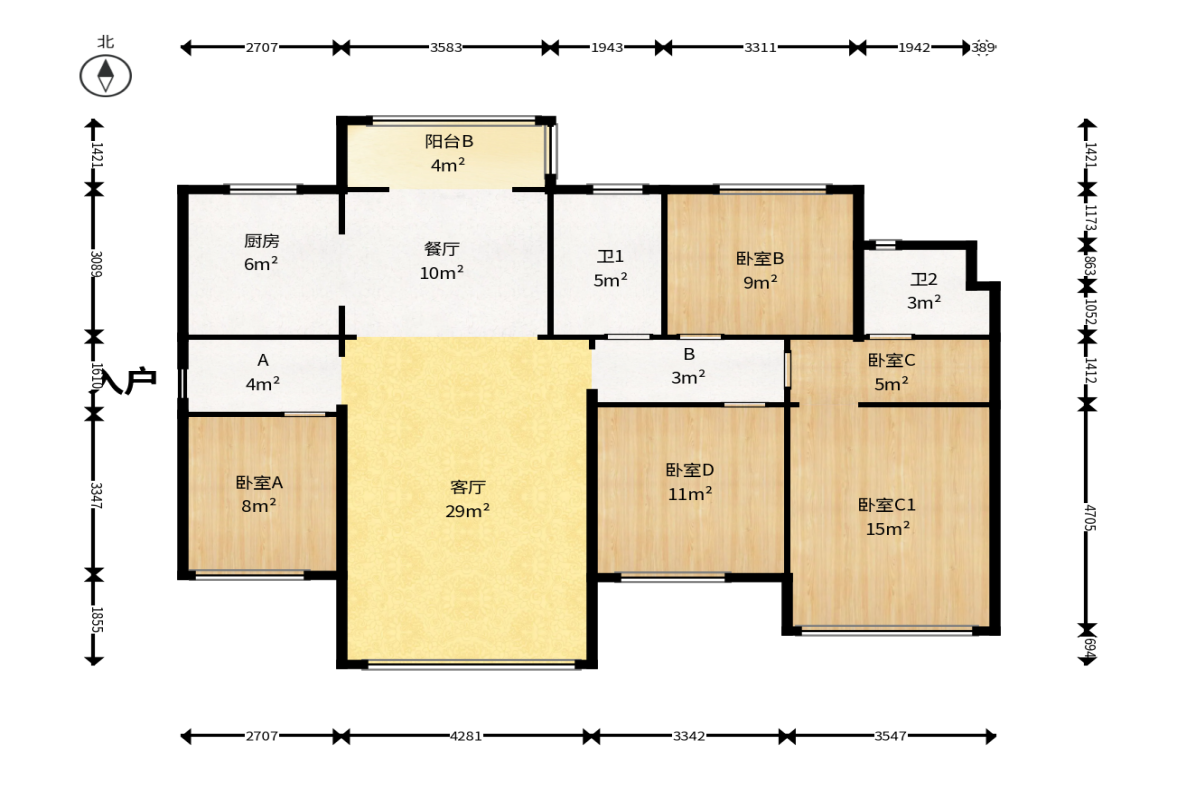 保利茉莉公馆 4室2厅2卫 182.0万 保利茉莉公馆 4室2厅2卫 182.0万户型图