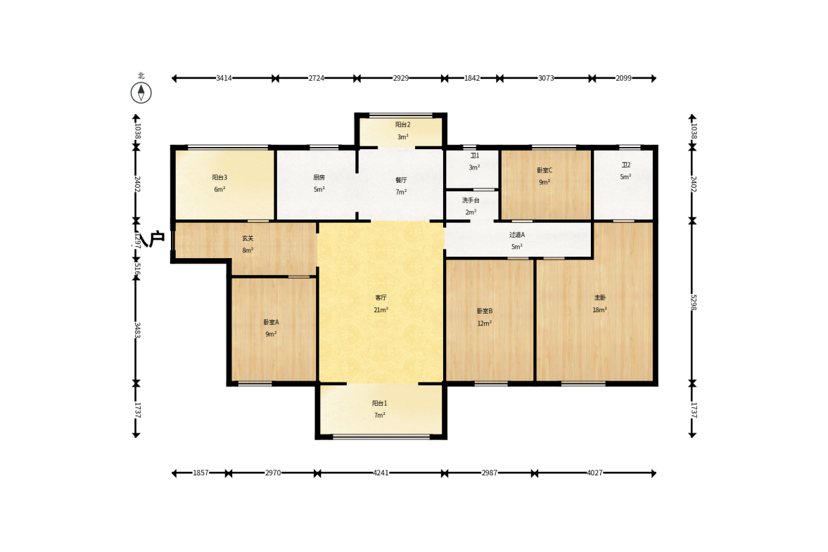 钱隆世家  4室2厅2卫    125.0万户型图