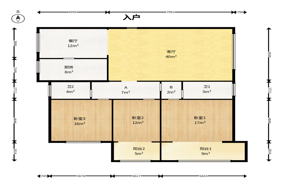 杨铭园  3室2厅2卫    80.0万户型图